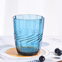 Verres à eau Samyo 310 ml en verre gaufré de style européen vintage, personnalisables, bleus pressés, pour la vente en gros