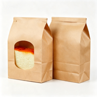 Sacs à pain en papier kraft brun avec fenêtre transparente, sacs d'emballage pour boulangerie, pour sandwichs, toasts, gâteaux, biscuits