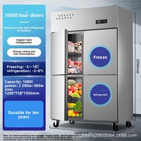 Réfrigérateurs et Congélateurs Commerciaux à Quatre/Six Portes, Double Température, Grande Capacité, Vitrines de Cuisine Verticales