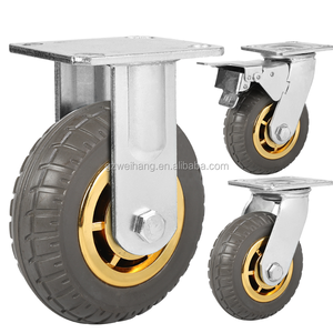 Weihang Hochbelastbare, hochelastische graue Reifen-Rollräder mit rutschfester Oberfläche aus Vollgummi, 250 kg Tragkraft, für Transportwagen mit Oberplatte - Product Image 3