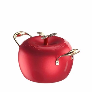 Sắt Không Dính Màu Đỏ Táo-Hình Súp & Kho Nồi Hầm Nồi Với Vàng Xử Lý Đồ Nấu Nướng Cho Món Quà - Product Image 2