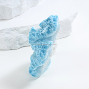 Scultura di Delfino in Larimar Naturale, Pietre Intagliate di <span class=keywords><strong>Alta</strong></span> Qualità in Larimar Blu, Grande Decorazione a Forma di Delfino in Larimar - Product Image 1