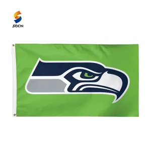 Tùy Chỉnh Một Hoặc Hai Bên Thăng Hoa In Ấn Đầy Đủ Màu Sắc 3X5ft Seattle Seahawks Cờ Quốc Gia Cờ Biểu Ngữ