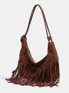 Bolso de Hombro Estilo Bohemio de Moda para Mujer, Bolso Tipo Hobo con Borlas, Bolsos Cruzados de Cuero PU Vintage con Flecos, Portátiles de Alta Calidad - Product Image 4