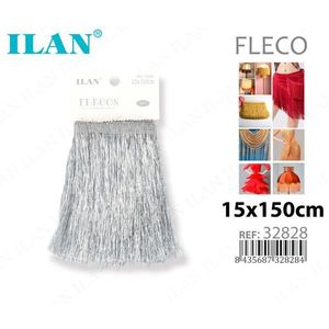 Striscia di frange Ilan Fleco 15x150cm colore argento per decorazioni e artigianato - Product Image 1