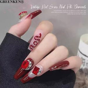 10 pièces sac nouvel an <span class=keywords><strong>Bordeaux</strong></span> rouge Nail Art accessoires étincelant Pile diamant ongles breloques bricolage hiver ongles décorations - Product Image 2