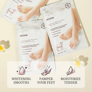 OEM ODM Vente en gros Soins <span class=keywords><strong>de</strong></span> la peau des pieds Lotion hydratante Masque en tissu Chaussettes avec <span class=keywords><strong>peeling</strong></span> au <span class=keywords><strong>lait</strong></span> <span class=keywords><strong>de</strong></span> chèvre et lavande Soins des pieds Masque - Product Image 1