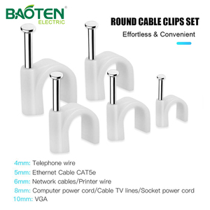 BAOTENG Round Electrical Wire Cord Plastic Circle <strong>Pvc</strong> Magnetic <strong>Cable</strong> <strong>Clip</strong> Free Sample <strong>Cable</strong> Clamps Plastic Flat Nail <strong>Clip</strong> 5 Bags - Product Image 3