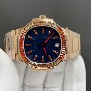 Reloj mecánico clásico de lujo para mujer, reloj redondo con diamantes, reloj de acero inoxidable en oro rosa - Product Image 2