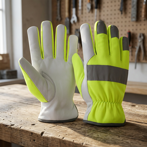 Guantes de Trabajo de Cuero PU de Alta Visibilidad con Puntas Antideslizantes y Muñequera Elástica, Guantes de Uso General para Ensamblaje - Product Image 4