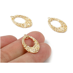 18K Gold Color Plated Brass Irregular Branch <b>Stacking</b> Hollow Oval Shaped with Hanging Hole Pendants DIY Earrings <b>Necklace</b> Making - Product Image 3