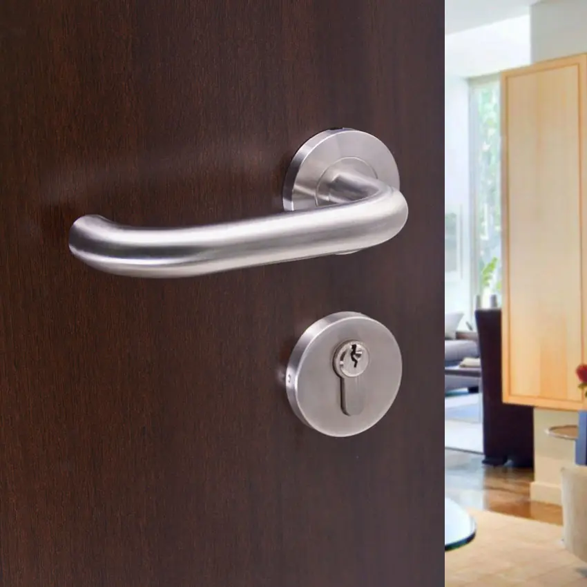Poignée de porte avec levier tubulaire interne en acier inoxydable, Design moderne de haute qualité