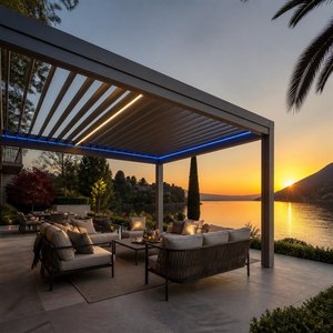 Pergola en aluminium écologique et durable, motorisée, à lames orientables, abri de voiture extérieur, protection solaire, imperméable, pour jardin, patio, <span class=keywords><strong>terrasse</strong></span> - Product Image 6