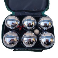 Ensemble de boules de pétanque en métal chromé avec sac de transport et accessoires, jeu de boules de bocce pour pelouse extérieure, 72 mm
