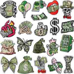 Patch brodé créatif thermocollant motif dollar, crâne, billet de banque, ballon pour décoration DIY - Product Image 1