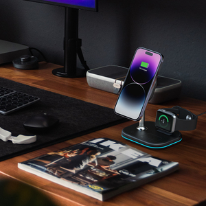 Soporte Plegable 3 en 1 con Cargador Inalámbrico Magnético LED de 15W, Entrada Tipo-C, Material Ignífugo para PC, Soporte Multifunción - Product Image 5