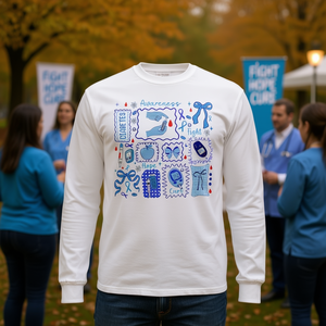 Camiseta de manga larga para concienciación sobre la diabetes, cinta azul, lucha, esperanza, cura, noviembre - Product Image 3