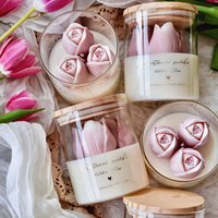Bougies en cire de soja bio personnalisées, cadeaux promotionnels, souvenirs de luxe, bougies fleuries, bougies parfumées à la tulipe pour invités, mariage, maison