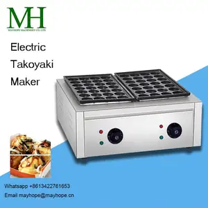 56 Stuks Elektrische Commerciële Octopus Vis Bal Takoyaki Maker Dubbele Bakvorm Machine Niet-Stok Vis Pellet Grill