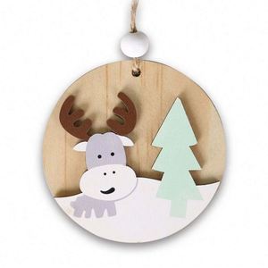 Handmade Santa Shape Wooden Christmas Ornaments Silk Screen Printed Christmas <b>Tree</b> Party Holiday Decorations Diy Wood Pieces - Product Image 3