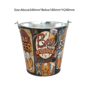 Cubo de Hielo de Metal Galvanizado con Diseño Retro de Cerveza, con Dos Asas, para Enfriar Bebidas, Decoración para Bares y Pubs - Product Image 2