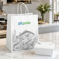 Sacs en papier kraft personnalisés avec poignées, emballages alimentaires biodégradables, sacs à emporter pour les restaurants et les épiceries