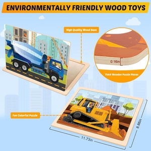 Rompecabezas de vehículos de construcción de madera 3D para niños de 4 a 6 años, tableros educativos preescolares, juguetes para niños y niñas - Product Image 6