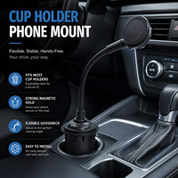 Support de téléphone universel magnétique télescopique à ventouse pour grille d'aération de voiture 3-en-1 avec bras télescopique et ventouse