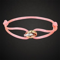 Yiwu Aceon Velle-Bracelet en acier inoxydable à Double nœud, corde ajustable colorée, Design de marque, simple, à trois anneaux bombés, entrelacés