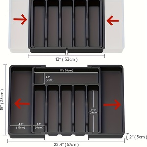 Drawer Organizer Foldable Tableware <b>Storage</b> <b>Box</b> Rectangular PP Material Adjustable Divider Rack For <b>Kitchen</b> Cabinet - Product Image 3