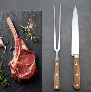 Hochwertige Gabel-und Messers ets aus Edelstahl für Holz-BBQ-Schnitz messer und BBQ-Geschenkbox-Paket