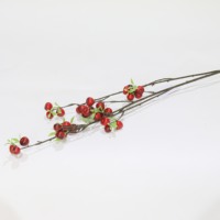 Vente en gros de branche de fruits artificiels en fausse baie rouge orangée de 75 cm, tige de baie artificielle pour arrangement floral d'automne, fournisseur chinois