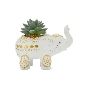 Wholesale Customized Animal Cute Duck Mini Cute Artificial Succulent Plant Potted With Resin Pot For Desktop