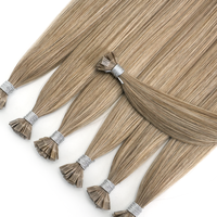 Extensiones de Cabello de Queratina con Punta Plana de Cabello Ruso Marrón a Precio de Fábrica, Extensiones de Cabello de Queratina Remy Virgen de Doble Trama con Logotipo Privado