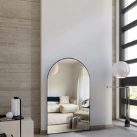 Grand cadre de miroir mural surdimensionné Miroir sur pied décoratif Miroir de sol minimaliste arqué à bord d'alliage pleine longueur Espejos
