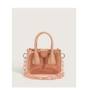 Schlussverkauf Mode Mädchen Acryl-Kette Pvc transparente Schulter-Überkörper-Tasche Damen Gelee-Handtasche