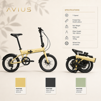 Vélo pliant AVIUS Sand 20 pouces 7 vitesses pour adultes, idéal pour les loisirs, les balades en parc et les trajets quotidiens - Freins à disque doubles, vélo de ville polyvalent