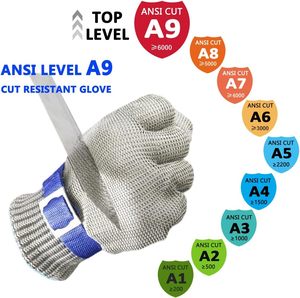 Gants de cuisine anti-coupure A9 en maille d'acier inoxydable, gants de sécurité en métal pour couper la viande, la mandoline et décortiquer les huîtres - Product Image 2