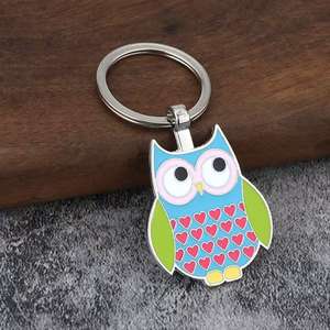 Único búho de dibujos animados esmalte llavero de metal regalo de negocios con diseño inusual - Product Image 6