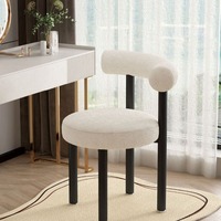 Bilido Fauteuil Moderne en Tissu Laine d'Agneau Rond Rembourré Chaise de Salle à Manger Pas Cher Fauteuil de Salon Pieds en Métal Noir Détachables