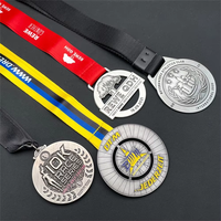 Medallas Personalizadas de Aleación de Zinc con Mapa 3D, Acabado Antiguo en Dos Tonos, Grabables, para Maratones y Desafíos de Fitness