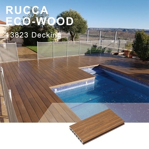 Contemporanea tavola di plastica trasparente in <span class=keywords><strong>legno</strong></span> e plastica composita Decking WPC Co estrusione pavimenti <span class=keywords><strong>per</strong></span> esterni tavole 138*23mm disponibili - Product Image 4