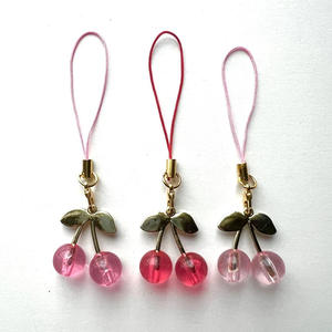 新しい樹脂チェリー携帯電話チェーン3D立体赤いチェリーフルーツキーホルダー女の子用バッグチェーン - Product Image 2