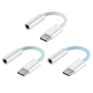 Konverter adaptor Audio Digital, USB Tipe C ke 3.5mm Jack Earphone untuk Sumsang Xiaomi Redmi Poco Pixel LG 3 5mm kabel Aux Audio