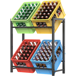 Kim Loại Tùy chỉnh đồ uống Crate <span class=keywords><strong>Rack</strong></span> hiển thị kệ lưu trữ chủ cho thuận tiện uống Crate hiển thị đứng - Product Image 1
