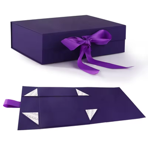 Ruban de boîte cadeau pliable violet mat de luxe personnalisé gaufrage feuille UV avantage-emballage de luxe matériaux recyclés magnétiques - Product Image 1