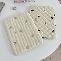 Tempat Penyimpanan Tablet Korea Motif Kelinci Bordir Berlian Lucu 11/13/15 inci, Tas Notebook Lipat Bahan Poliester dengan Ritsleting