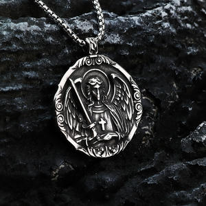 Colgante de acero inoxidable para hombre, collar con alas de ángel de San Miguel, regalo, joyería de moda - Product Image 1