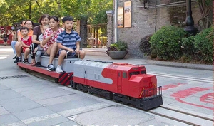 <span class=keywords><strong>Tren</strong></span> Eléctrico Miniatura Verde con Vagones Abiertos para Pasajeros, Pequeño <span class=keywords><strong>Tren</strong></span> Turístico para Parques, Diversión Familiar y Niños - Product Image 4