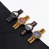 Jam Tangan Kayu Multifungsi Kronograf Pria Model Terbaru Tren Fashion, Jam Tangan Kayu Quartz Kustom